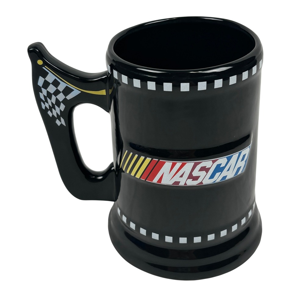 NASCAR 32oz Racing Beer Stein Mug Checkered Flag Handle‎ Tankard Racing Cup 2003